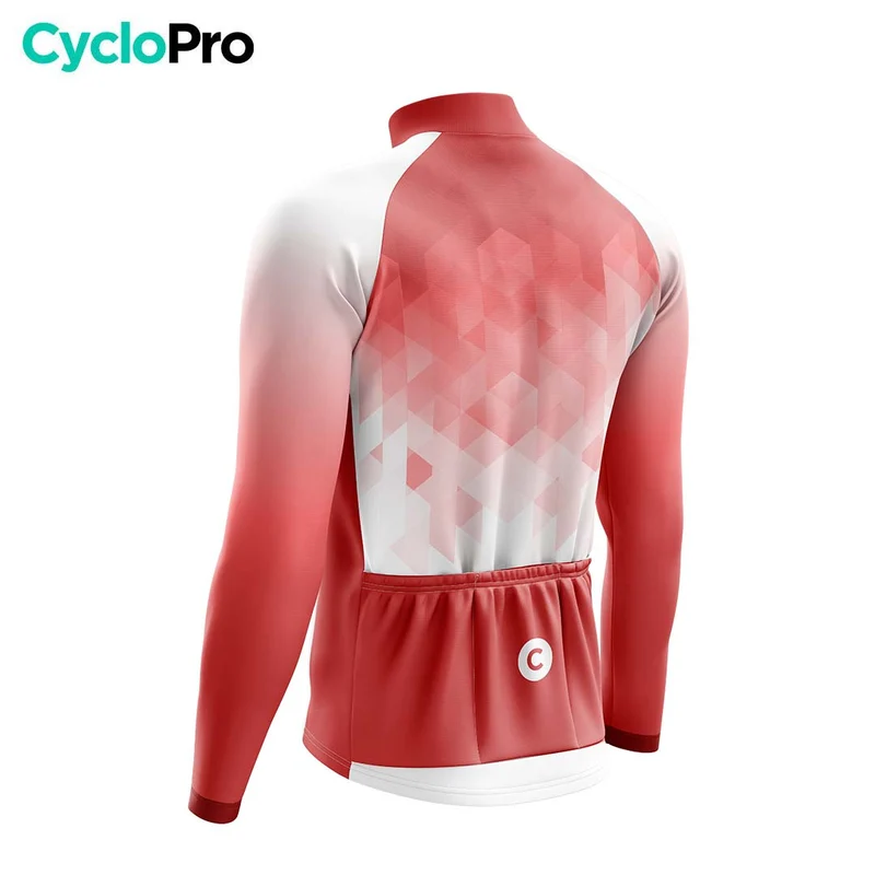 MAILLOT LONG DE CYCLISME HIVER ROUGE - CRISTAL+