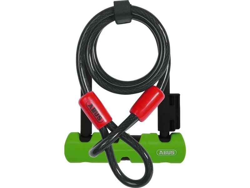 ABUS Antivol U Ultra Mini 410/150HB140 vert avec support SH34 et câble en acier Cobra 10/120