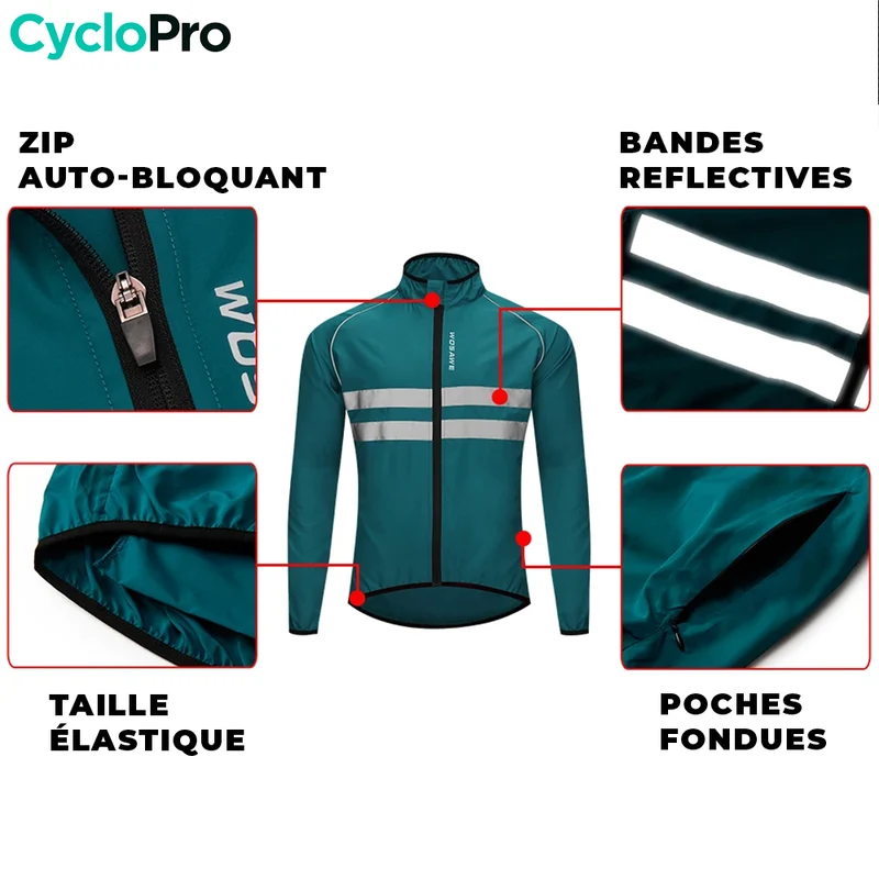 VESTE COUPE-VENT CYCLISTE HOMME - LIGHTY