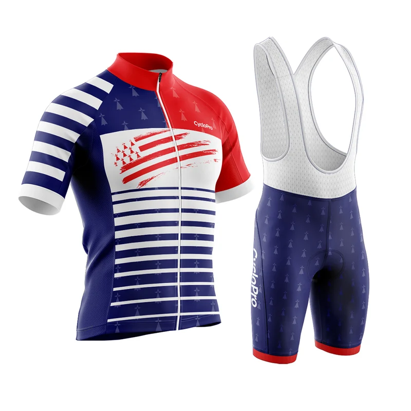 Tenue De Cyclisme Rouge et Bleue - Bretagne