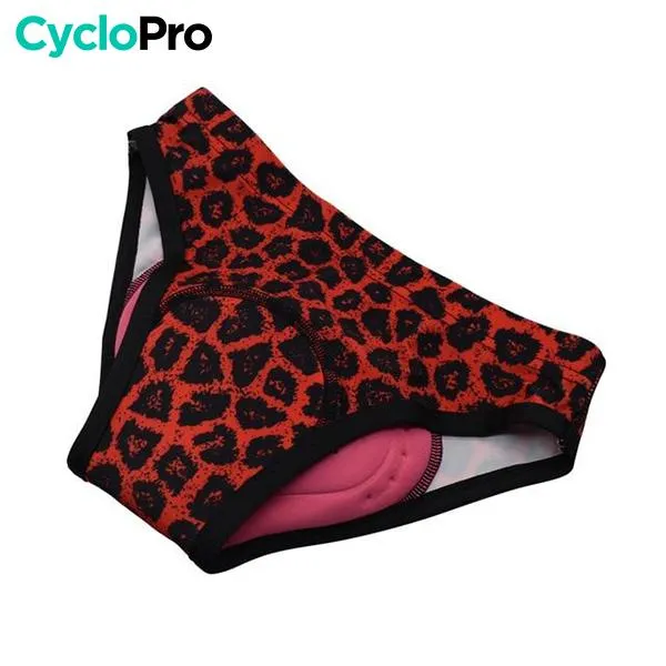 CULOTTE LEOPARD ROUGE VTT/CYCLISME ABSOR+ - FEMME