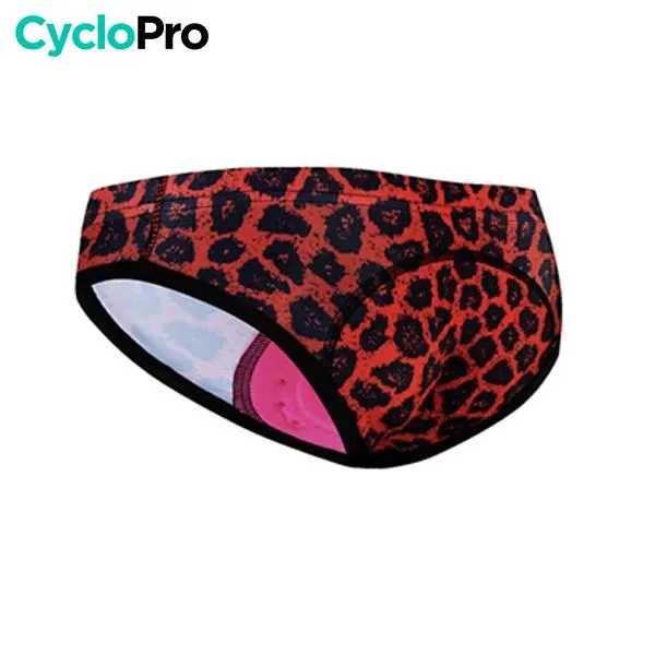 CULOTTE LEOPARD ROUGE VTT/CYCLISME ABSOR+ - FEMME