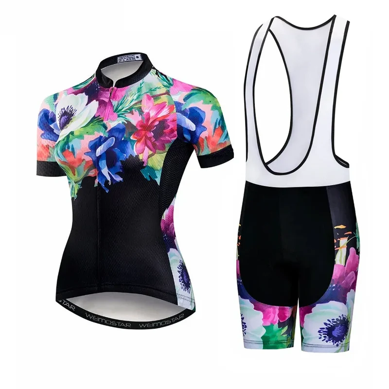 Tenue Vélo de Route Noire - Flowers+ DESTOCKAGE