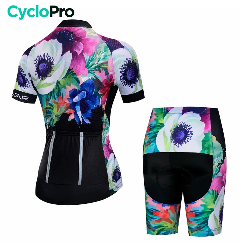 Tenue Vélo de Route Noire - Flowers+ DESTOCKAGE