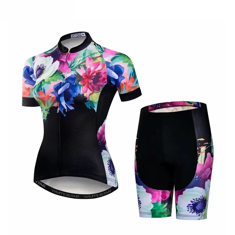 Tenue Vélo de Route Noire - Flowers+ DESTOCKAGE