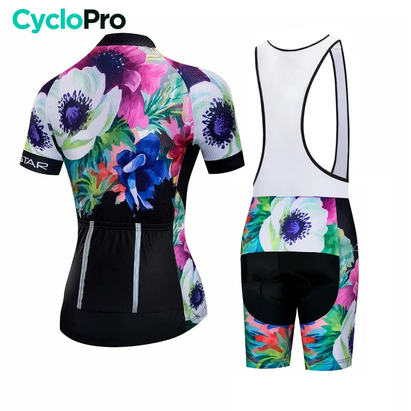 Tenue Vélo de Route Noire - Flowers+ DESTOCKAGE