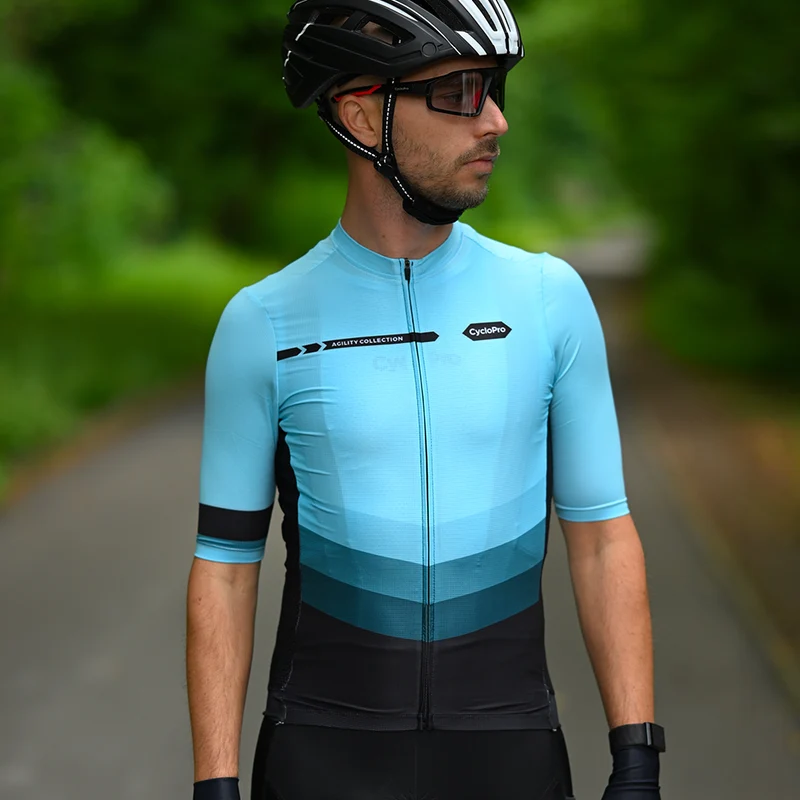 MAILLOT DE CYCLISME BLEU CIEL - AGILITY