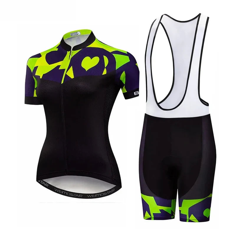Tenue Vélo de Route Noire et Verte - Heart