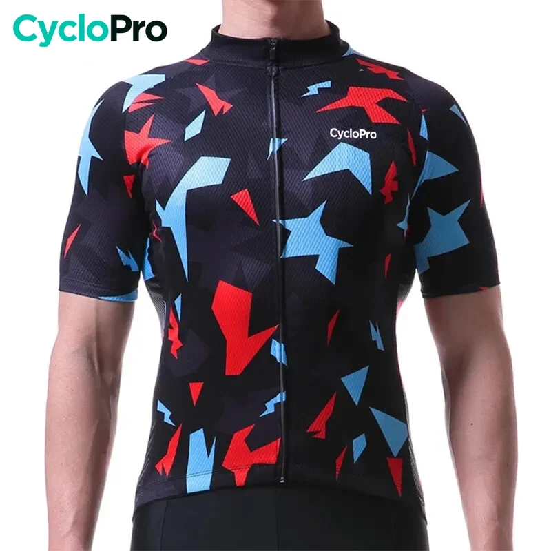 Maillot Cyclisme Route Rouge et Bleu - Mosaique