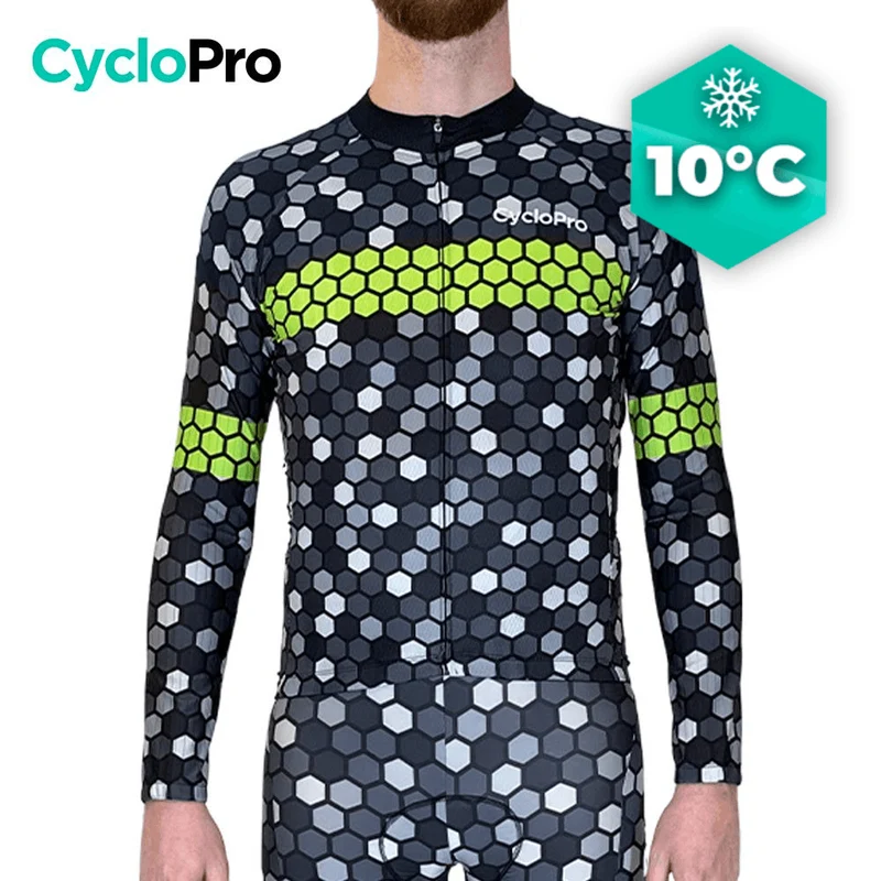 MAILLOT LONG DE CYCLISME JAUNE - AUTOMNE - ATMOSPHERE+ - DESTOCKAGE