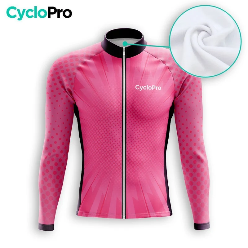 MAILLOT LONG DE CYCLISME AUTOMNE ROSE - SPEED+