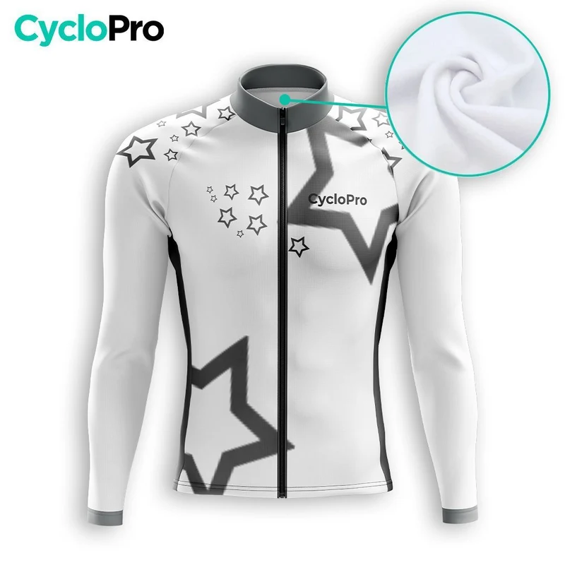 MAILLOT LONG DE CYCLISME AUTOMNE BLANC - STAR+