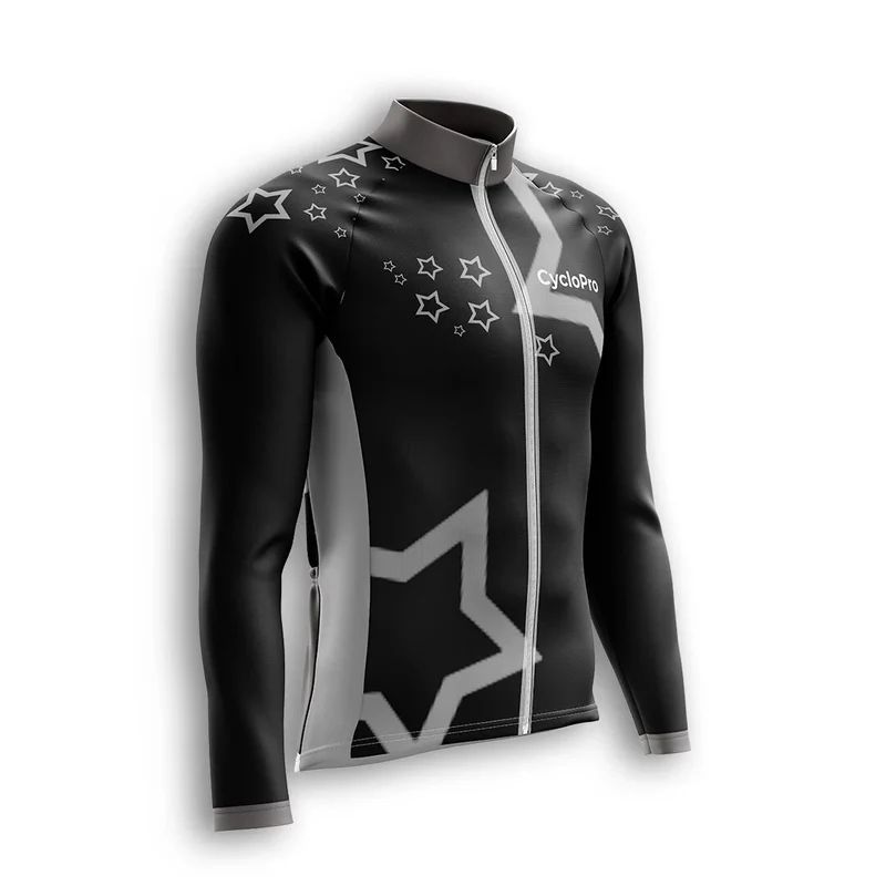 MAILLOT LONG DE CYCLISME AUTOMNE NOIR - STAR+
