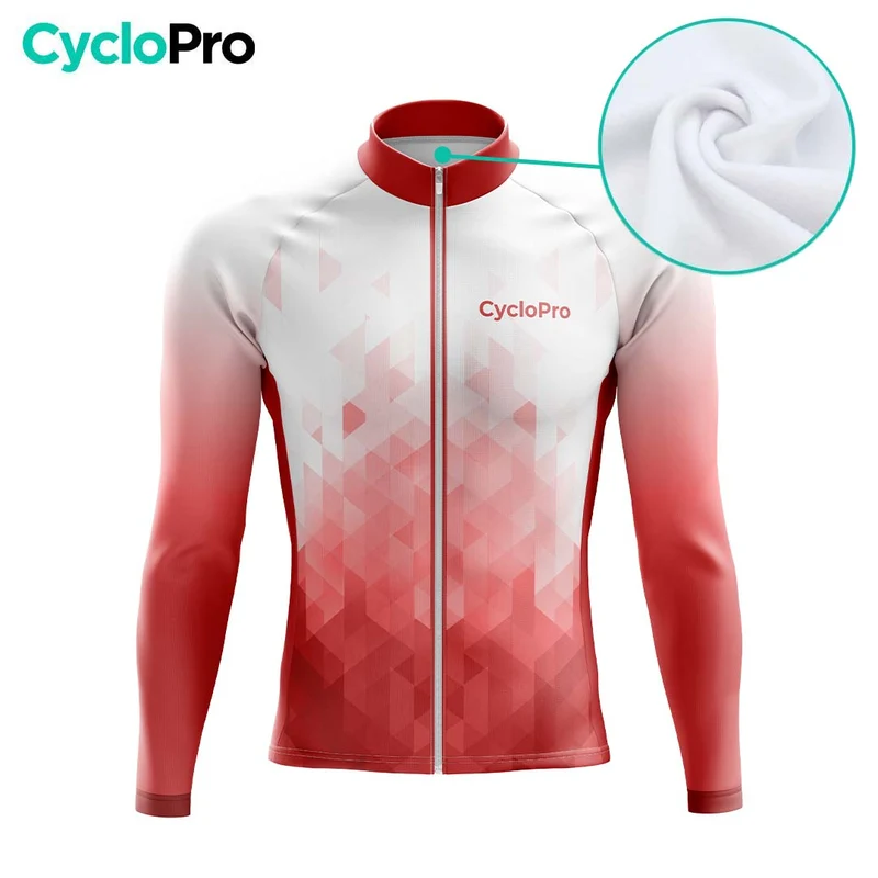 MAILLOT LONG DE CYCLISME AUTOMNE ROUGE - CRISTAL+