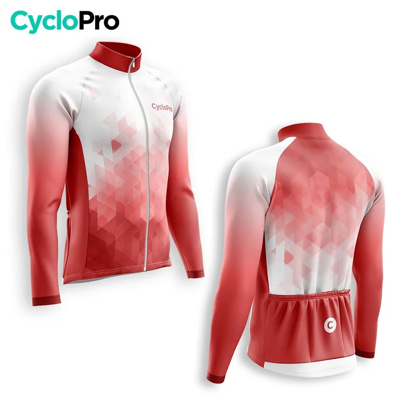 MAILLOT LONG DE CYCLISME AUTOMNE ROUGE - CRISTAL+