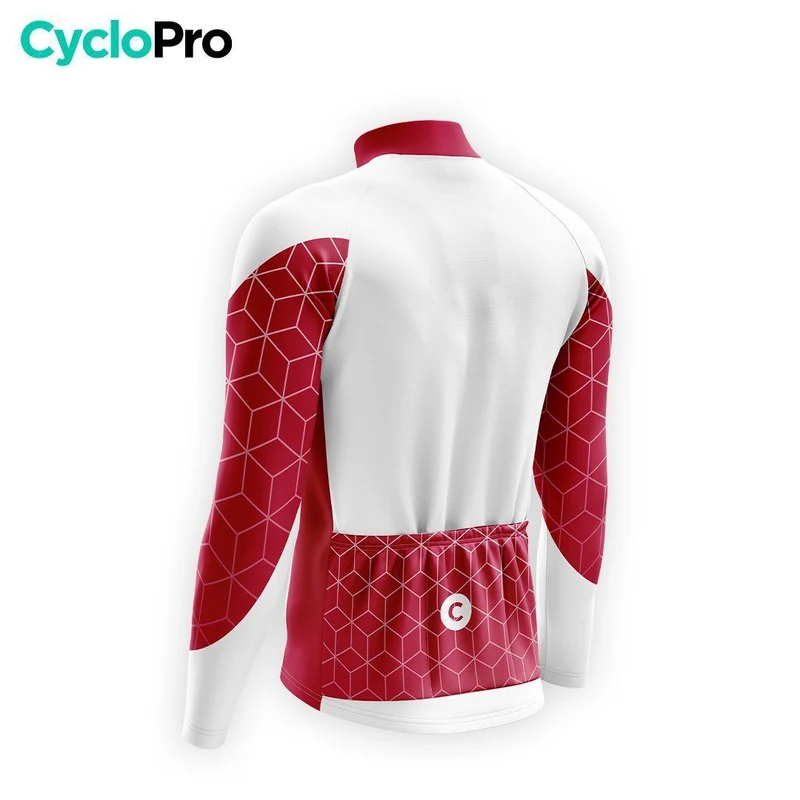 MAILLOT LONG DE CYCLISME AUTOMNE GRENAT - CUBIC+