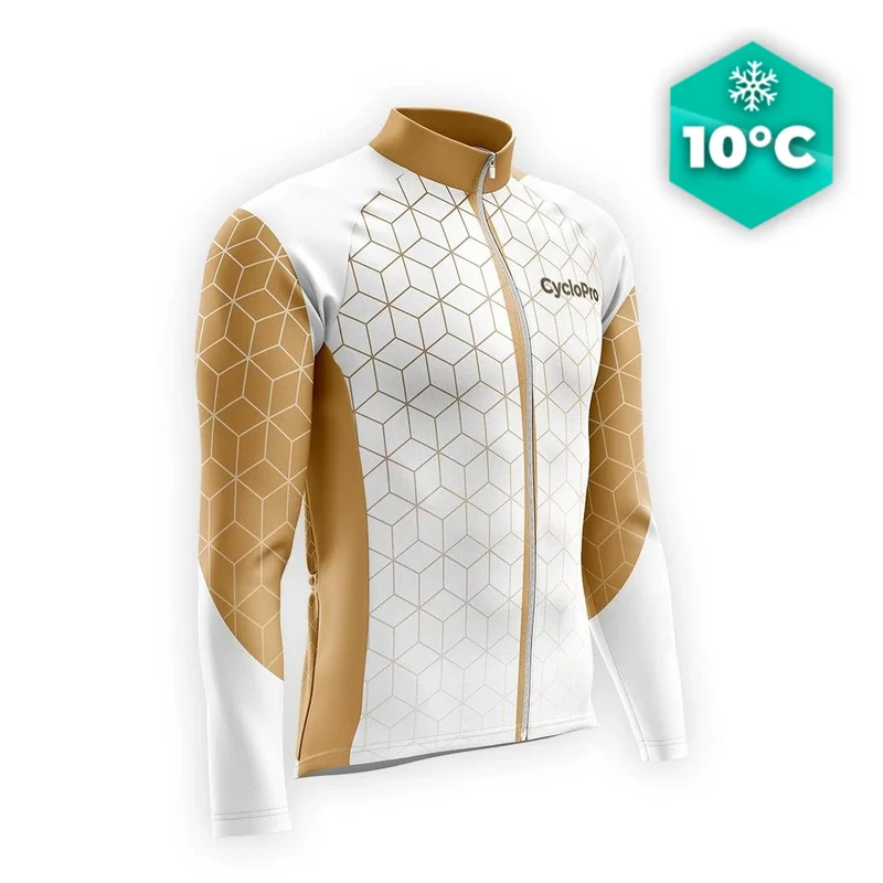 MAILLOT LONG DE CYCLISME AUTOMNE MARRON - CUBIC+