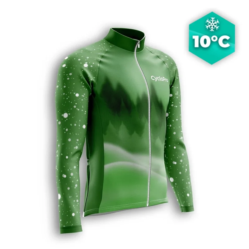 MAILLOT LONG DE CYCLISME AUTOMNE VERT - SNOW+