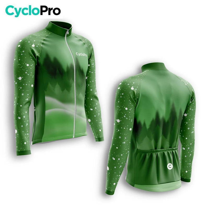 MAILLOT LONG DE CYCLISME AUTOMNE VERT - SNOW+