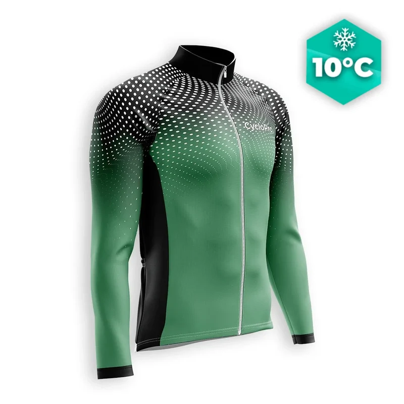 MAILLOT LONG DE CYCLISME AUTOMNE VERTE - DIMENSION+