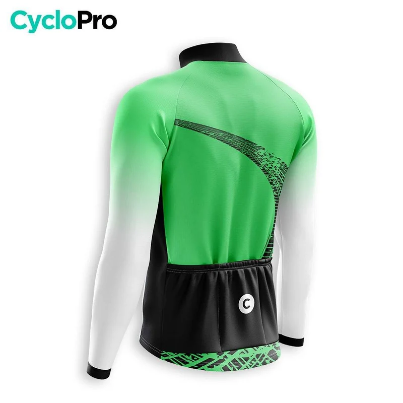 MAILLOT LONG DE CYCLISME AUTOMNE VERT - TRACE+