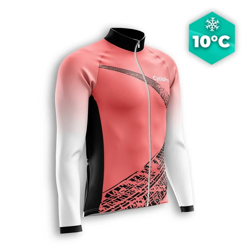 MAILLOT LONG DE CYCLISME AUTOMNE ROUGE - TRACE+