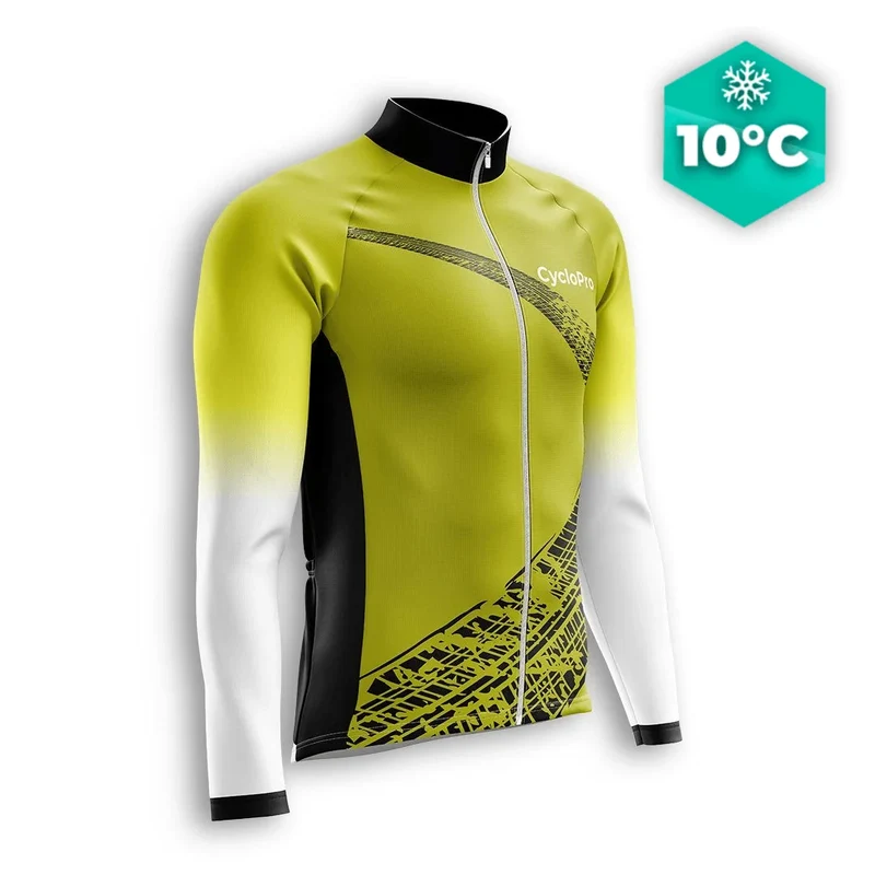 MAILLOT LONG DE CYCLISME AUTOMNE JAUNE - TRACE+