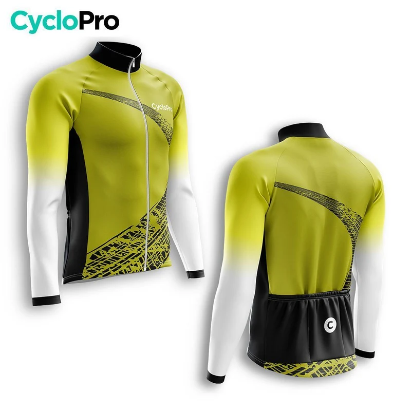 MAILLOT LONG DE CYCLISME AUTOMNE JAUNE - TRACE+