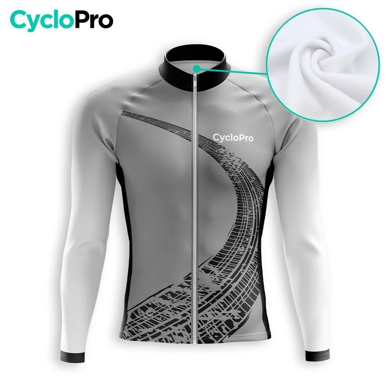 MAILLOT LONG DE CYCLISME AUTOMNE GRIS - TRACE+
