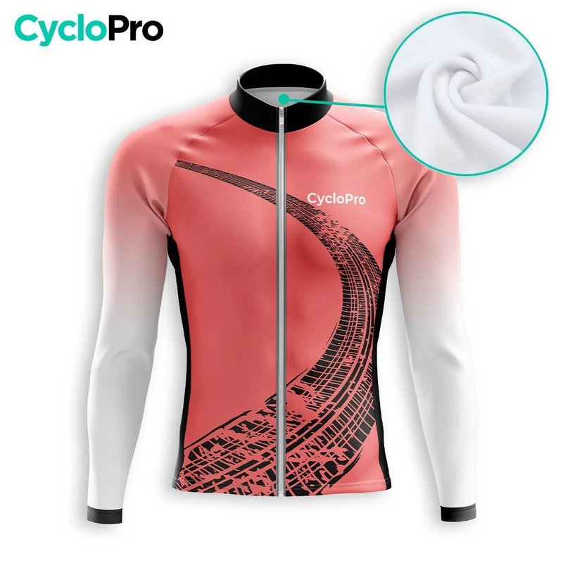 MAILLOT LONG DE CYCLISME HIVER ROUGE - TRACE+