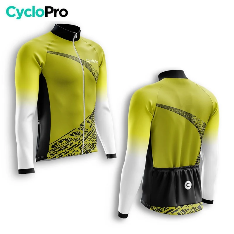MAILLOT LONG DE CYCLISME HIVER JAUNE - TRACE+