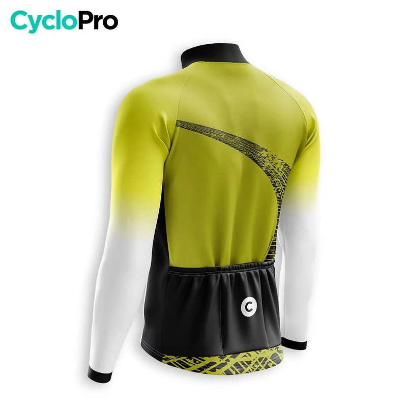 MAILLOT LONG DE CYCLISME HIVER JAUNE - TRACE+