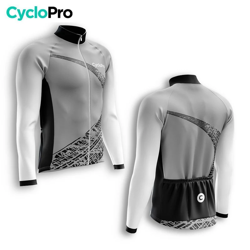 MAILLOT LONG DE CYCLISME HIVER GRIS - TRACE+