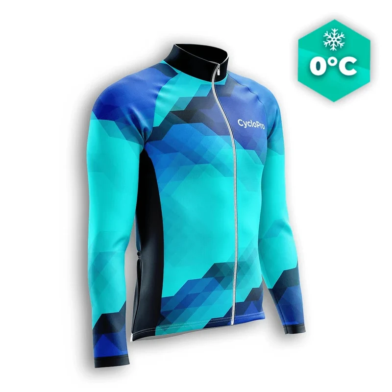 MAILLOT LONG DE CYCLISME HIVER BLEU - HORIZON+