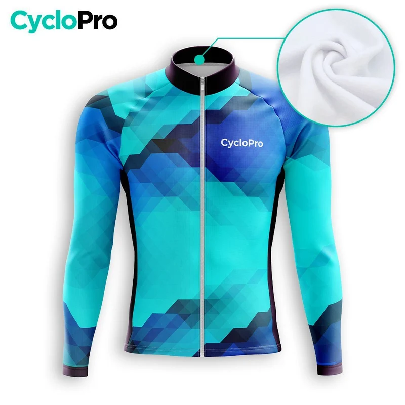 MAILLOT LONG DE CYCLISME HIVER BLEU - HORIZON+