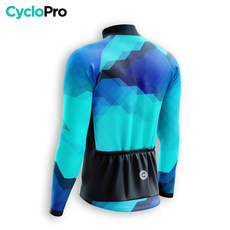 MAILLOT LONG DE CYCLISME HIVER BLEU - HORIZON+