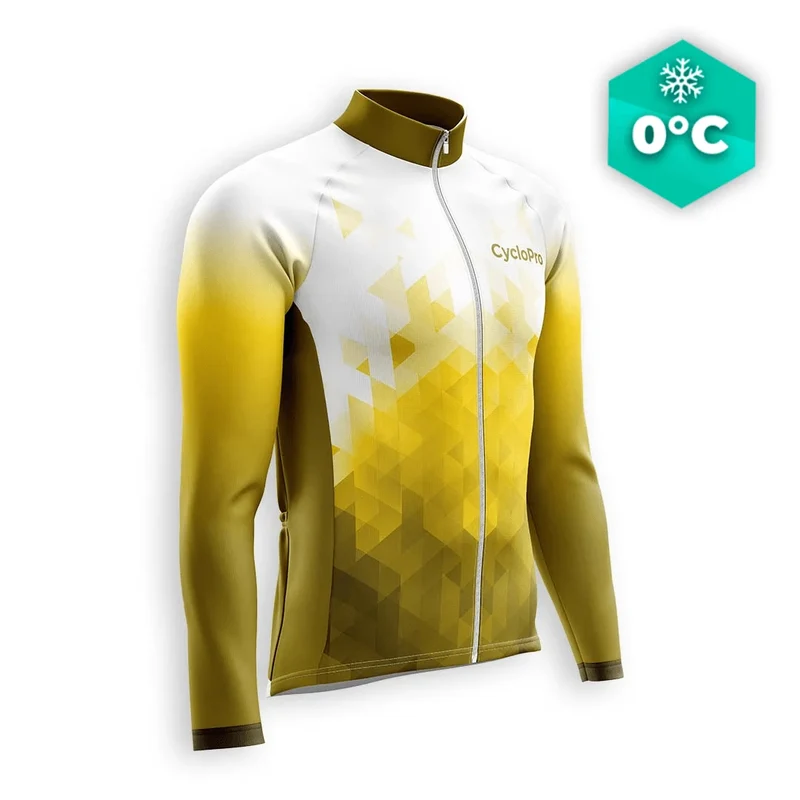 MAILLOT LONG DE CYCLISME HIVER JAUNE - CRISTAL+