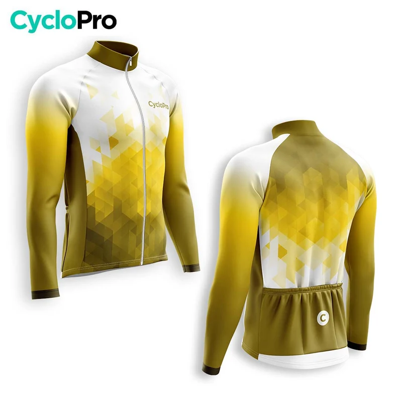 MAILLOT LONG DE CYCLISME HIVER JAUNE - CRISTAL+