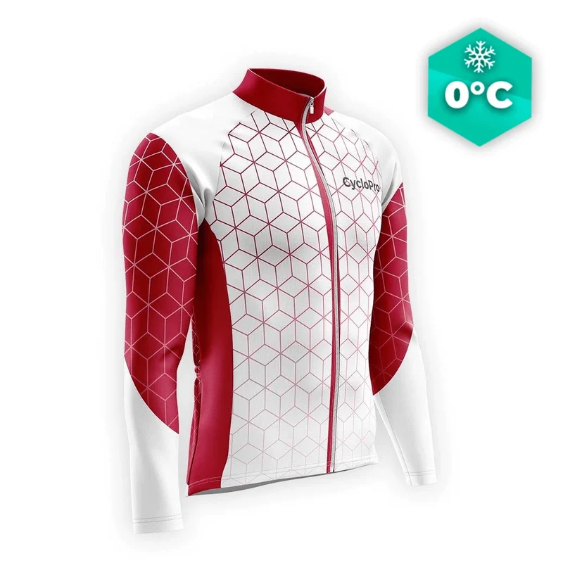 MAILLOT LONG DE CYCLISME HIVER GRENAT - CUBIC+