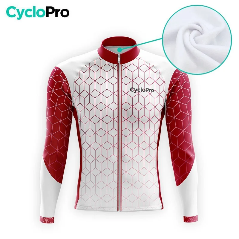 MAILLOT LONG DE CYCLISME HIVER GRENAT - CUBIC+
