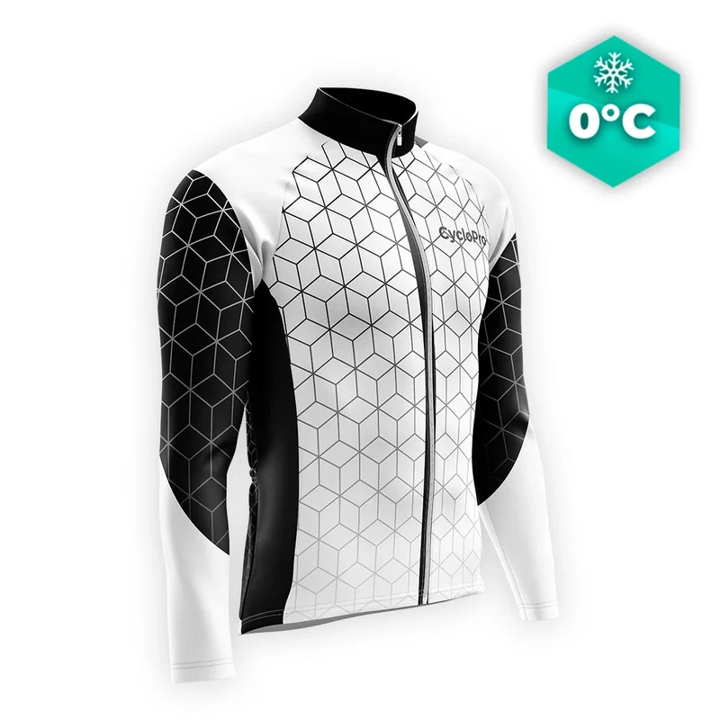 MAILLOT LONG DE CYCLISME HIVER NOIR - CUBIC+