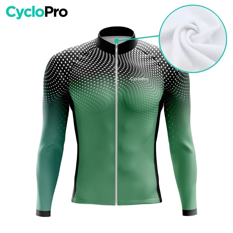 MAILLOT LONG DE CYCLISME HIVER VERTE - DIMENSION+