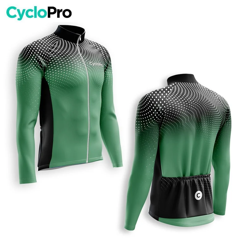 MAILLOT LONG DE CYCLISME HIVER VERTE - DIMENSION+