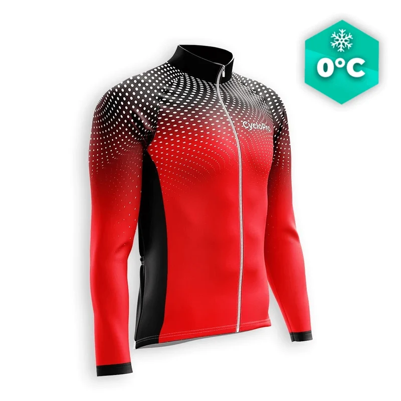 MAILLOT LONG DE CYCLISME HIVER ROUGE - DIMENSION+