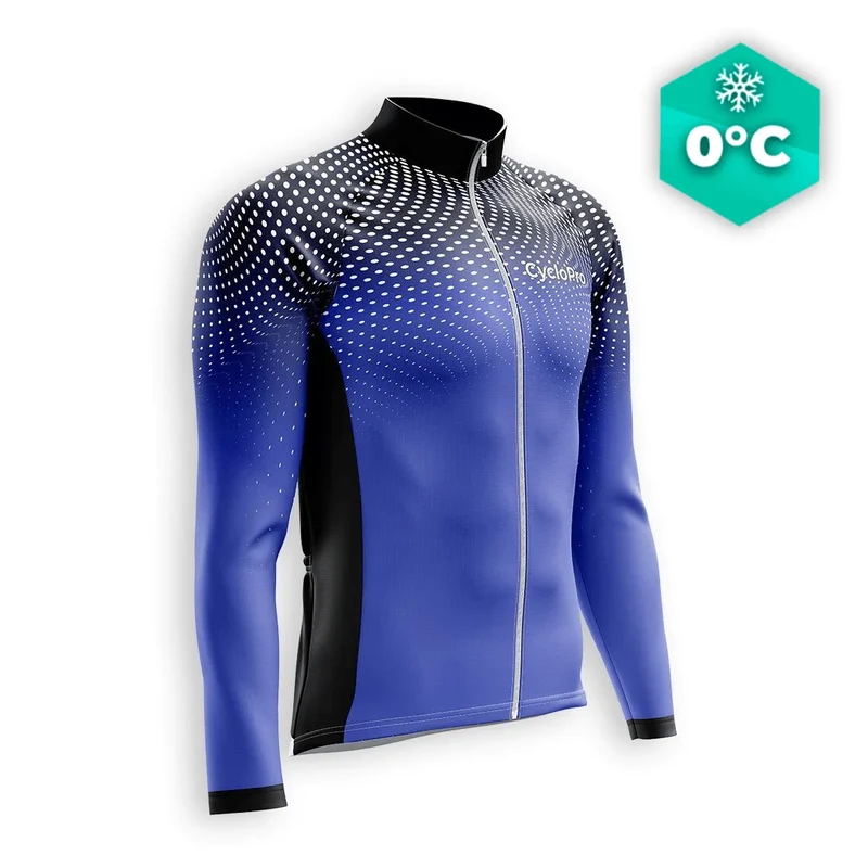 MAILLOT LONG DE CYCLISME HIVER BLEU - DIMENSION+