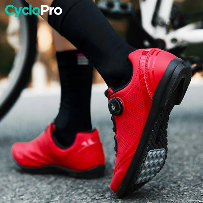 Chaussures Vélo Rouges Route/VTT - Plate+