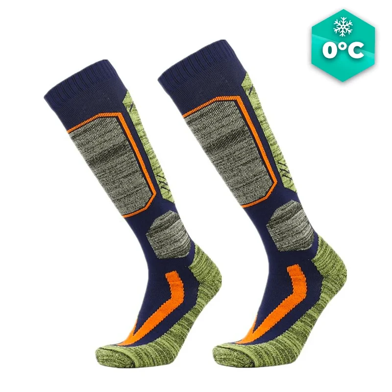 Chaussettes cyclisme hiver grises et jaunes - Confort+