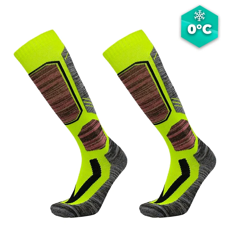 Chaussettes cyclisme hiver jaunes - Confort+