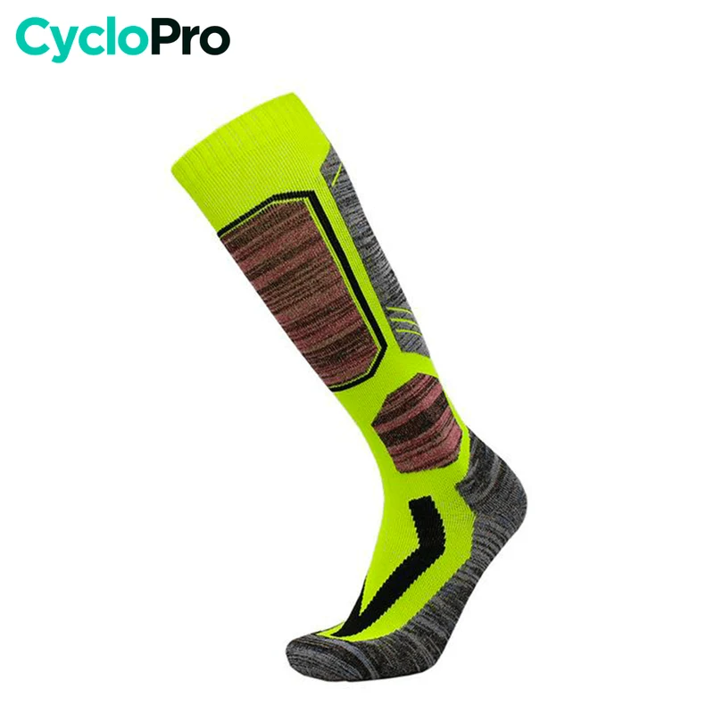 Chaussettes cyclisme hiver jaunes - Confort+