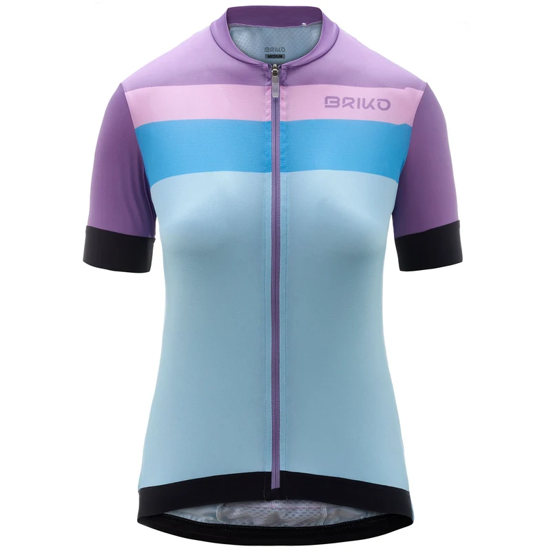 JERSEYKA STRIPE LADY - Active Jerseys - Shirt - Woman - Azure Ice-Violet Bilberry-Black